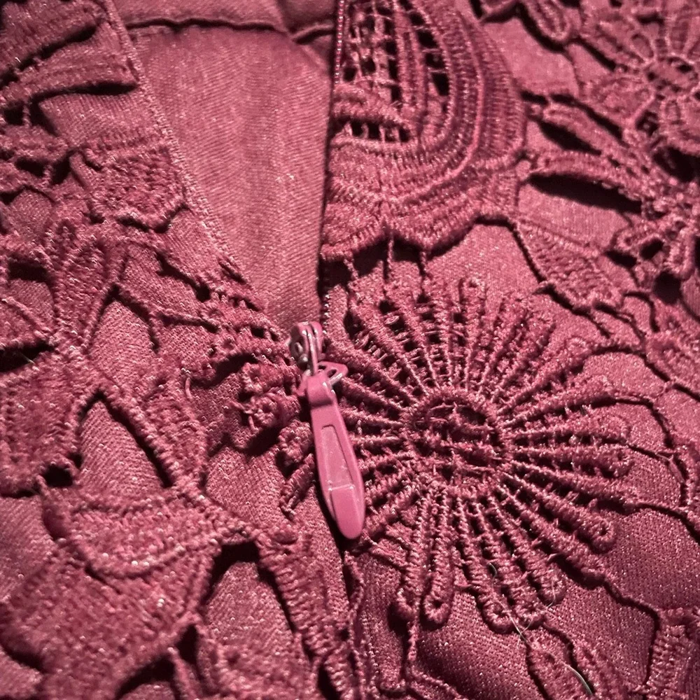 Burgundy Halter Lace Maxi Dress - Picture 5 of 7